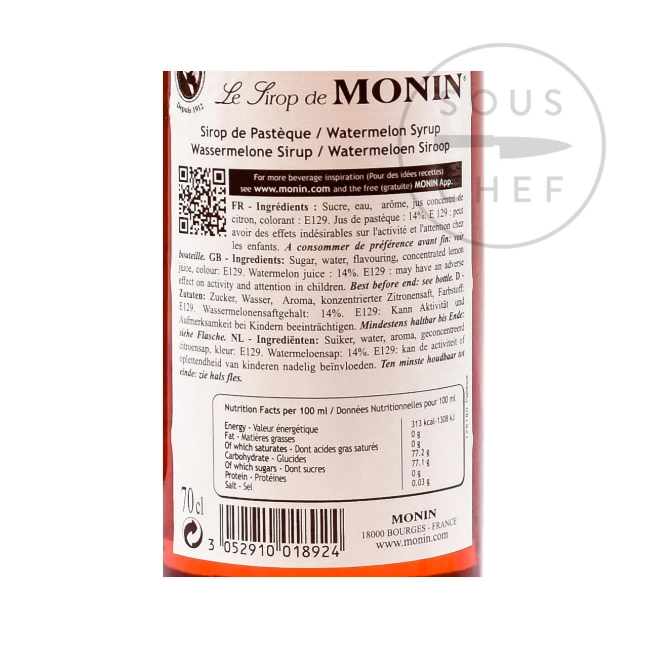 Monin syrup nutrition facts